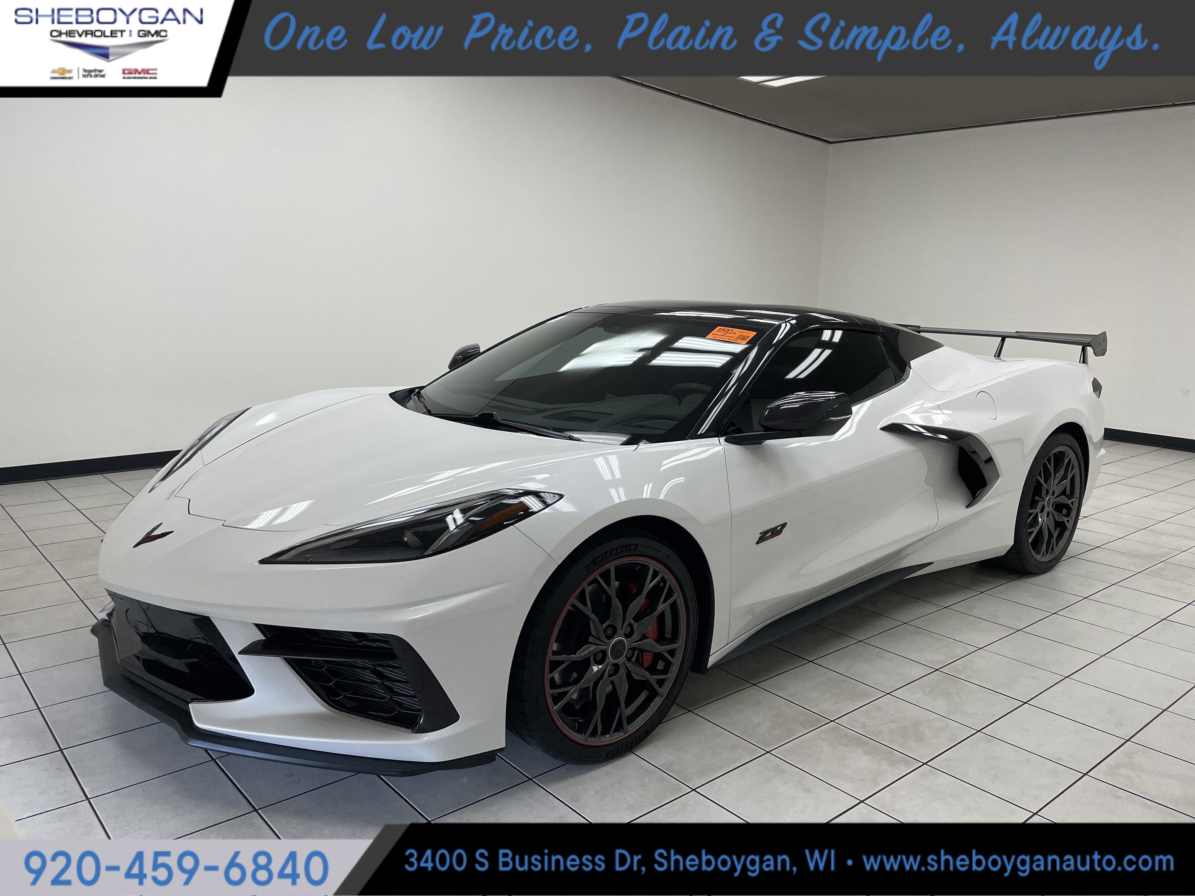 2023 Chevrolet Corvette Stingray 3LT in White Pearl Metallic Tricoat — front three-quarter view