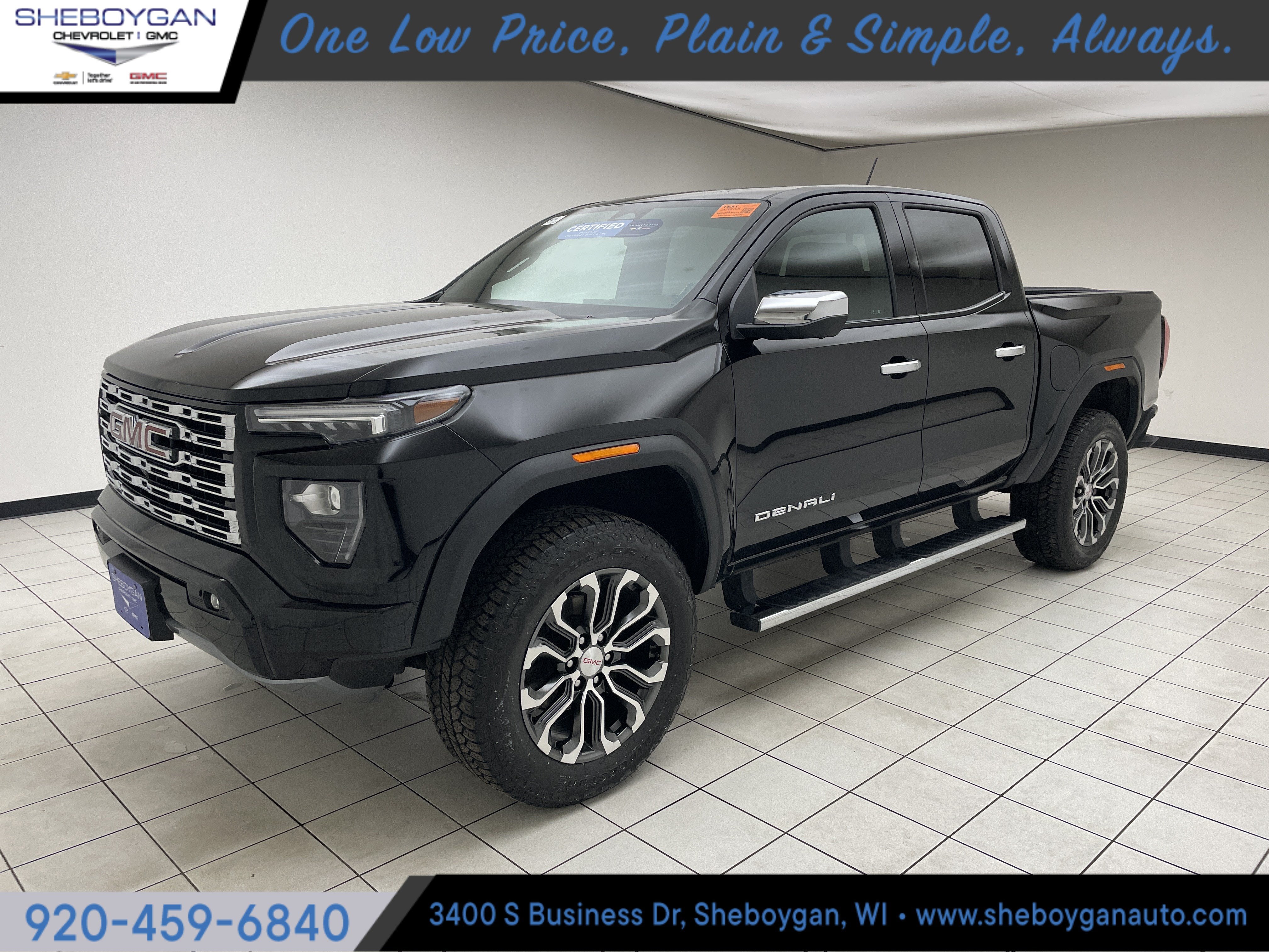 2023 GMC Canyon Denali in Onyx Black — front three-quarter view
