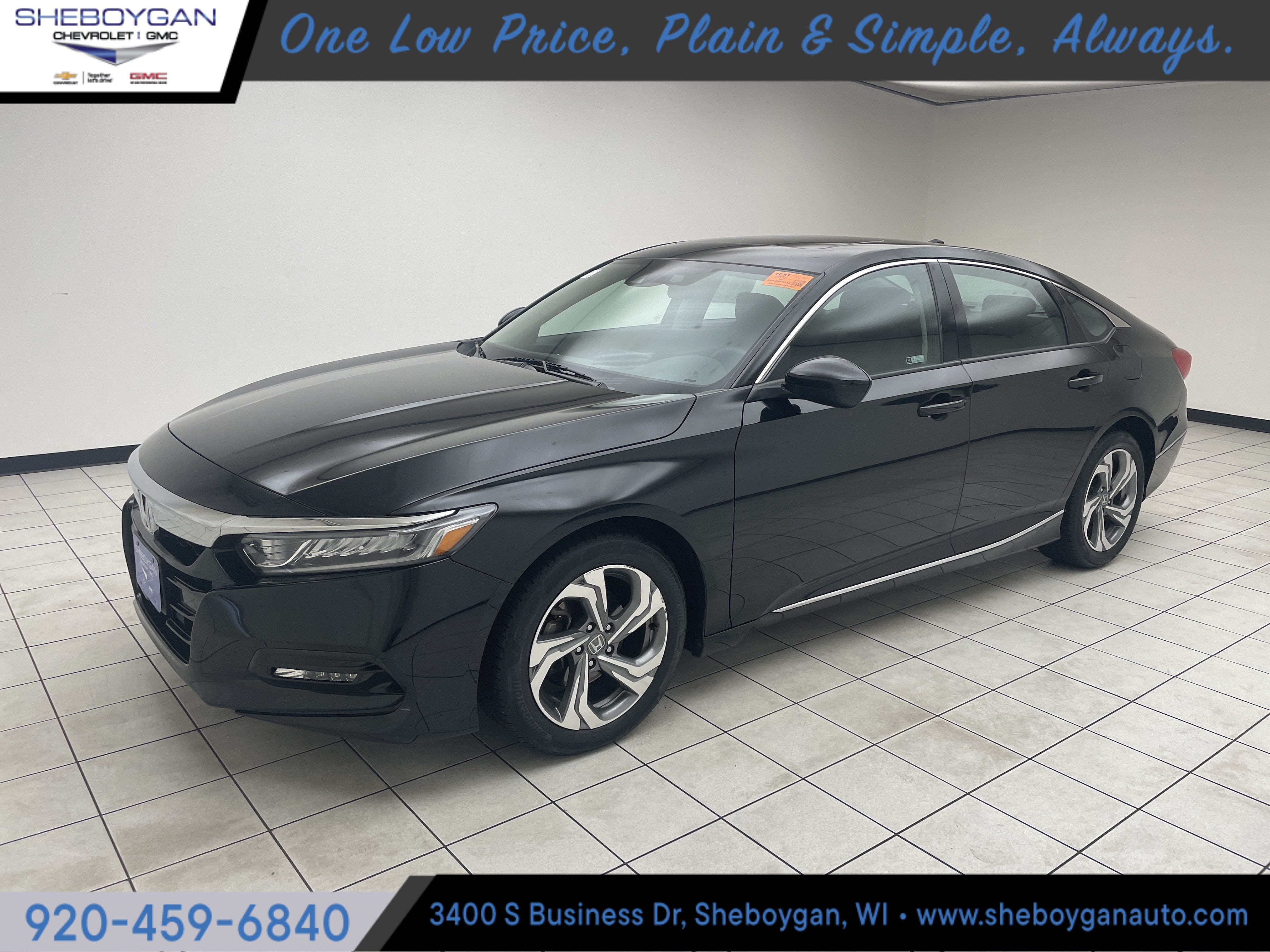 2019 Honda Accord EX in Black — front three-quarter view