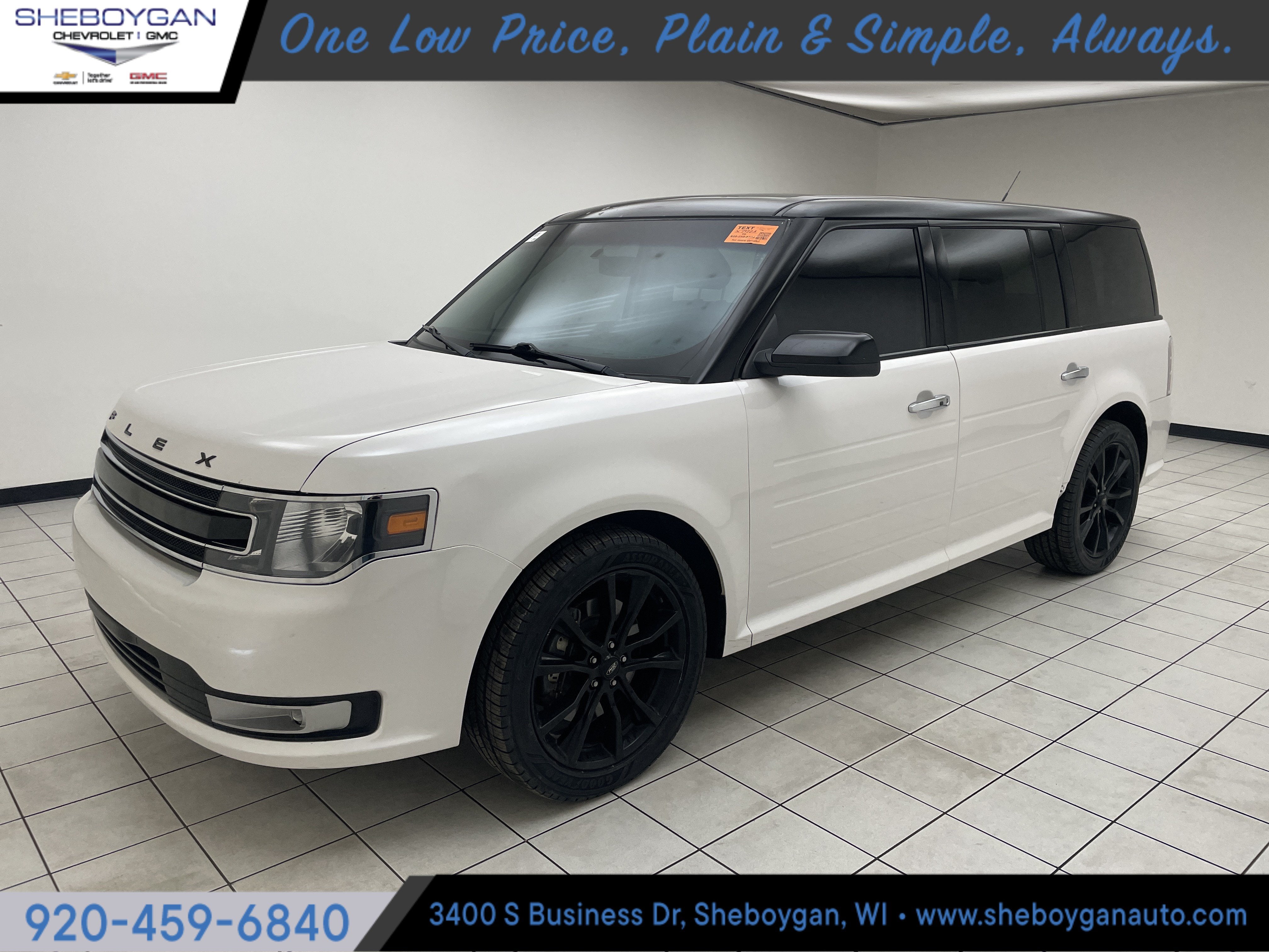 2018 Ford Flex SEL in White — front three-quarter view