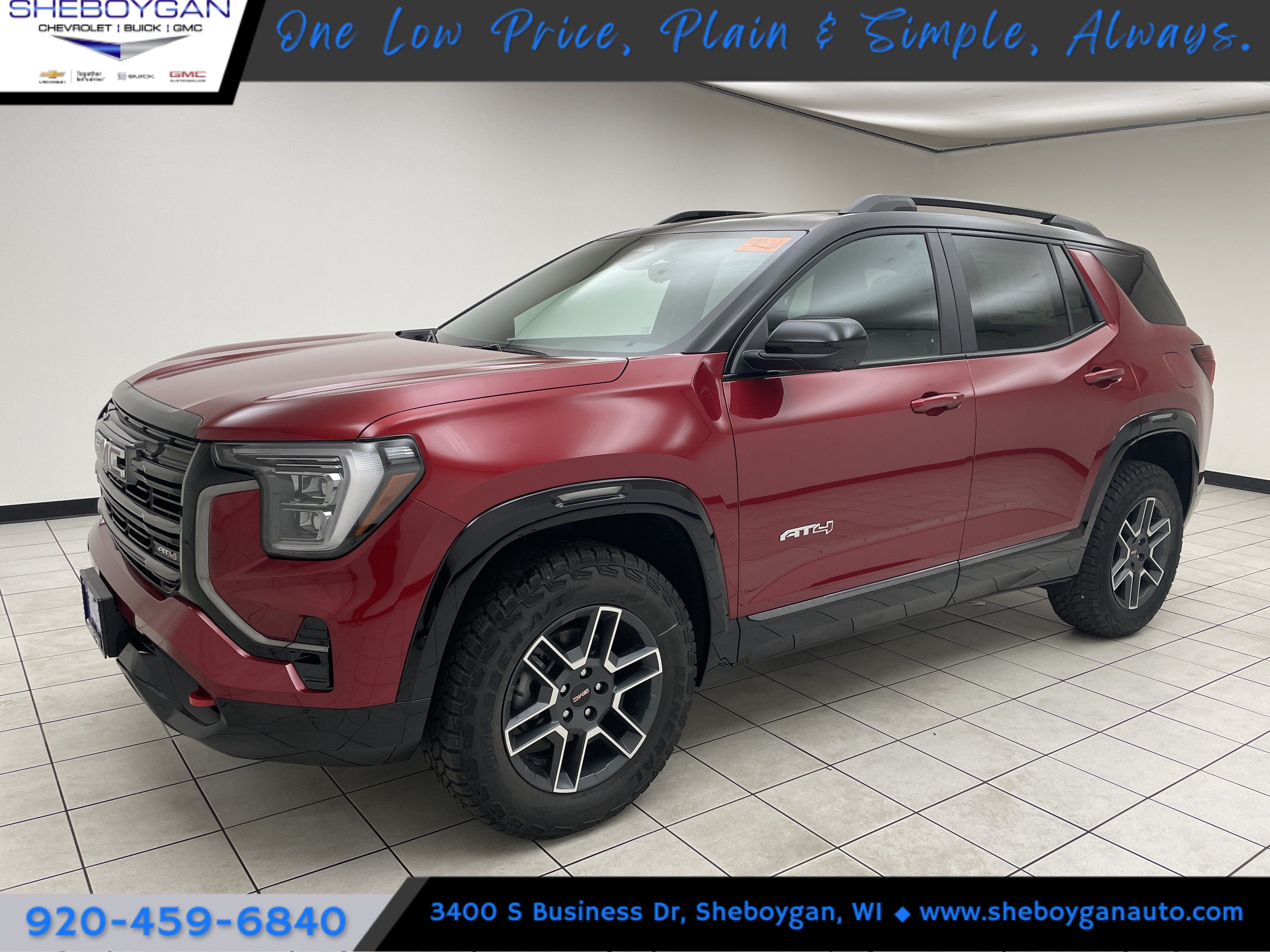 2026 GMC Terrain AT4 in Volcanic Red Tintcoat — front three-quarter view
