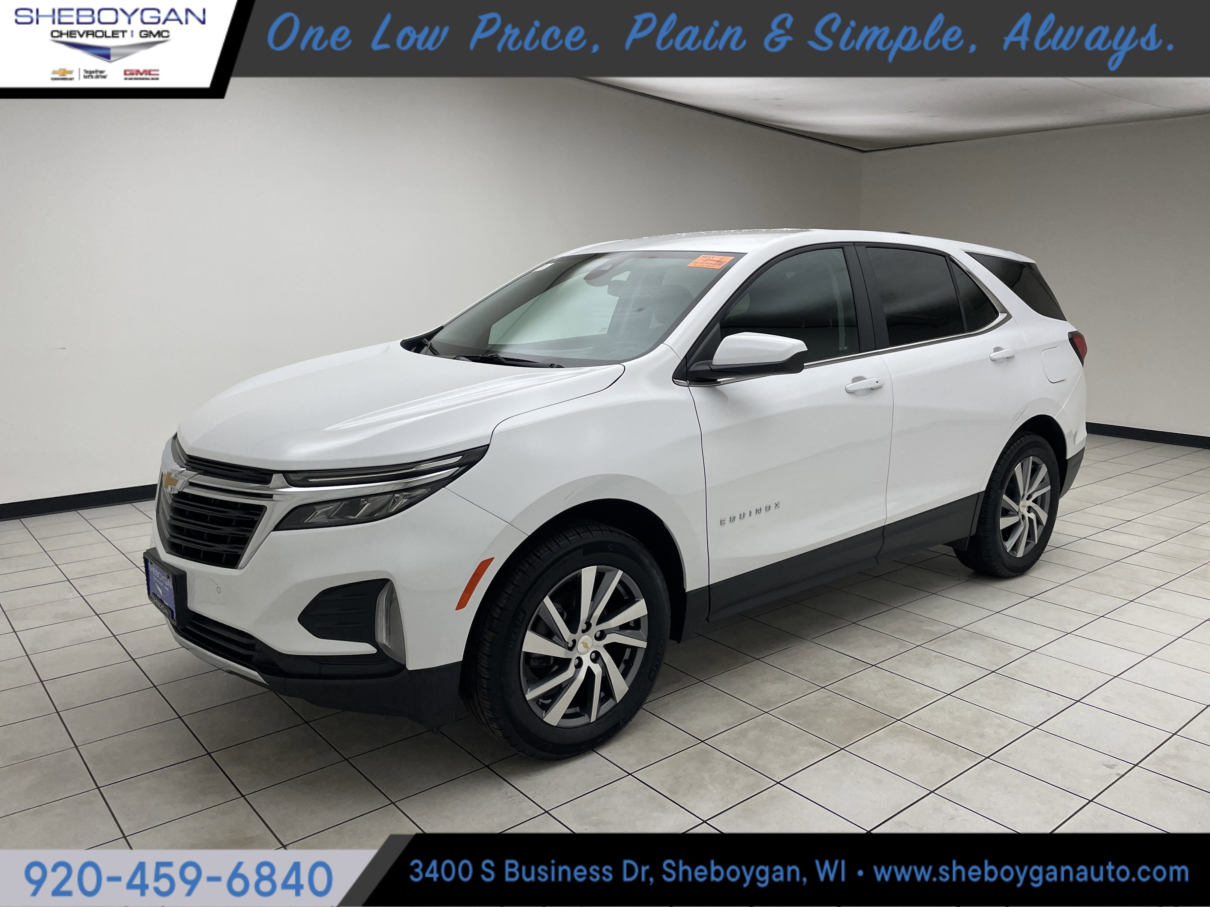 2023 Chevrolet Equinox LT in Summit White — front three-quarter view