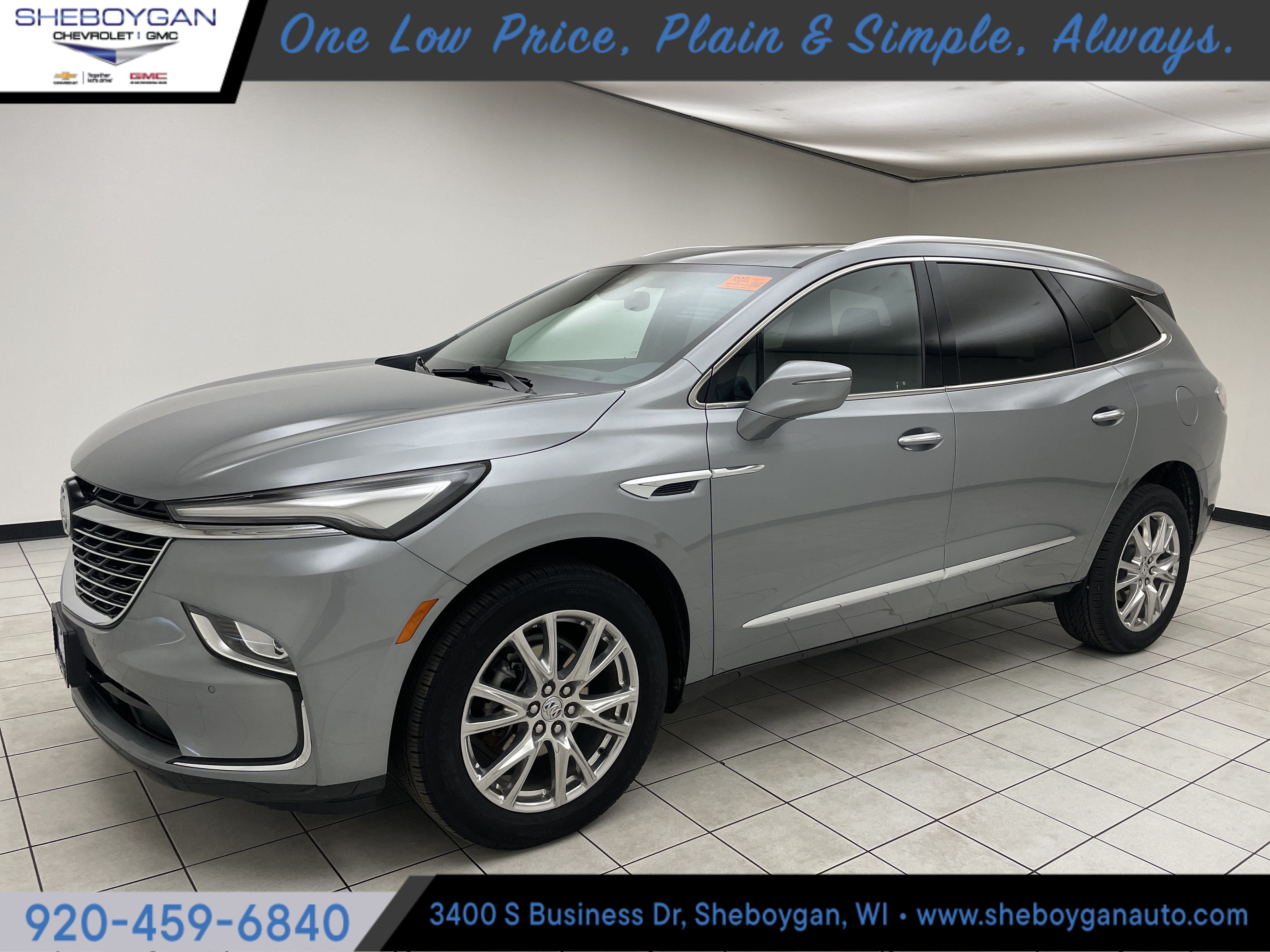 2023 Buick Enclave Essence in Moonstone Gray Metallic — front three-quarter view