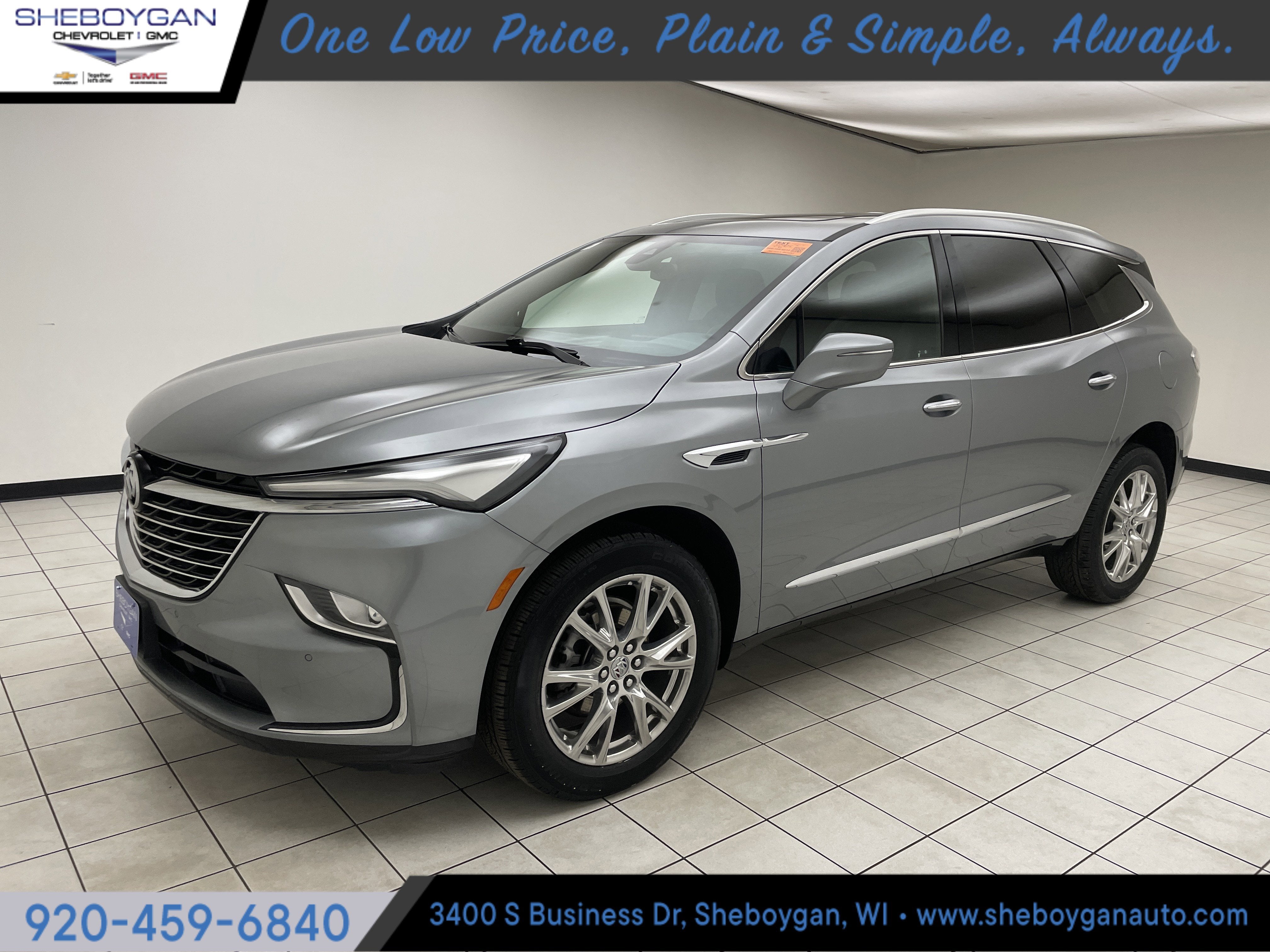 2023 Buick Enclave Essence in Moonstone Gray Metallic — front three-quarter view